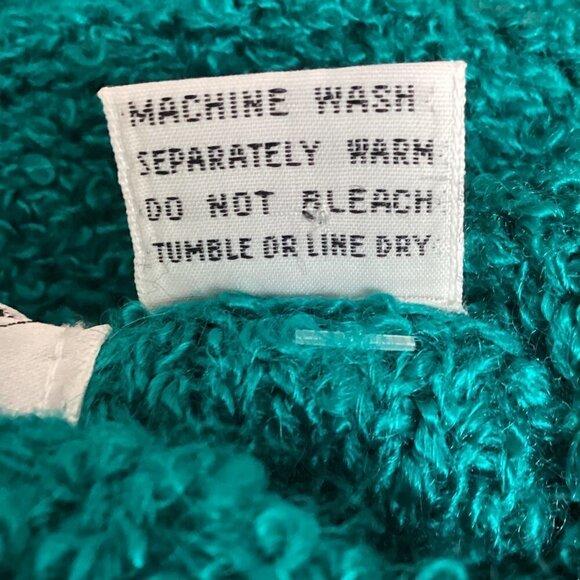 Vintage Jason Maxwell Cowl Neck Sweater Bright Teal Textured Knit XL #17P - Picture 7 of 7
